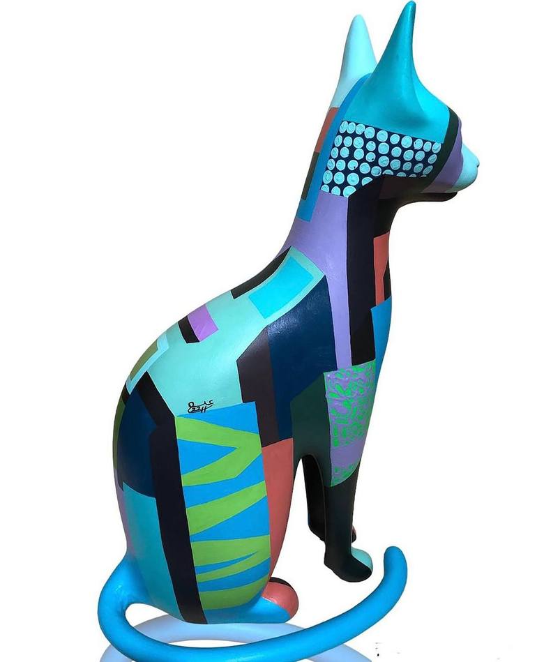 Original 3D Sculpture Cats Sculpture by Essa Aboelsaoud