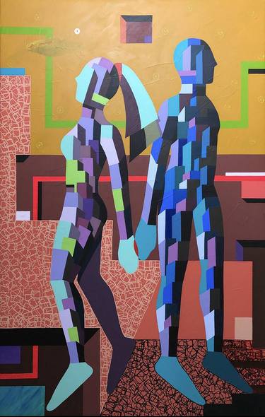 Original Cubism Abstract Paintings by Essa Aboelsaoud