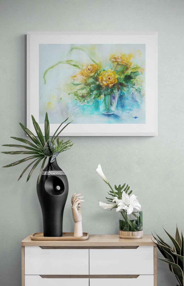 Original Fine Art Floral Painting by wing tak pang