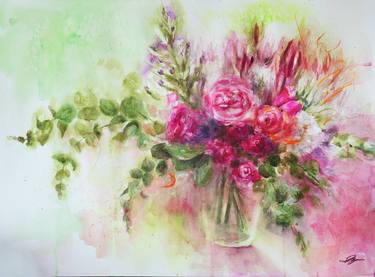 Print of Fine Art Floral Paintings by wing tak pang