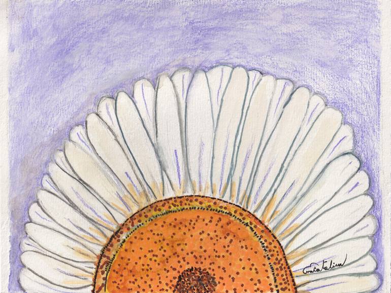 Girasol de fundo roxo 2022 Painting by Eva Catalina Pierotti | Saatchi Art