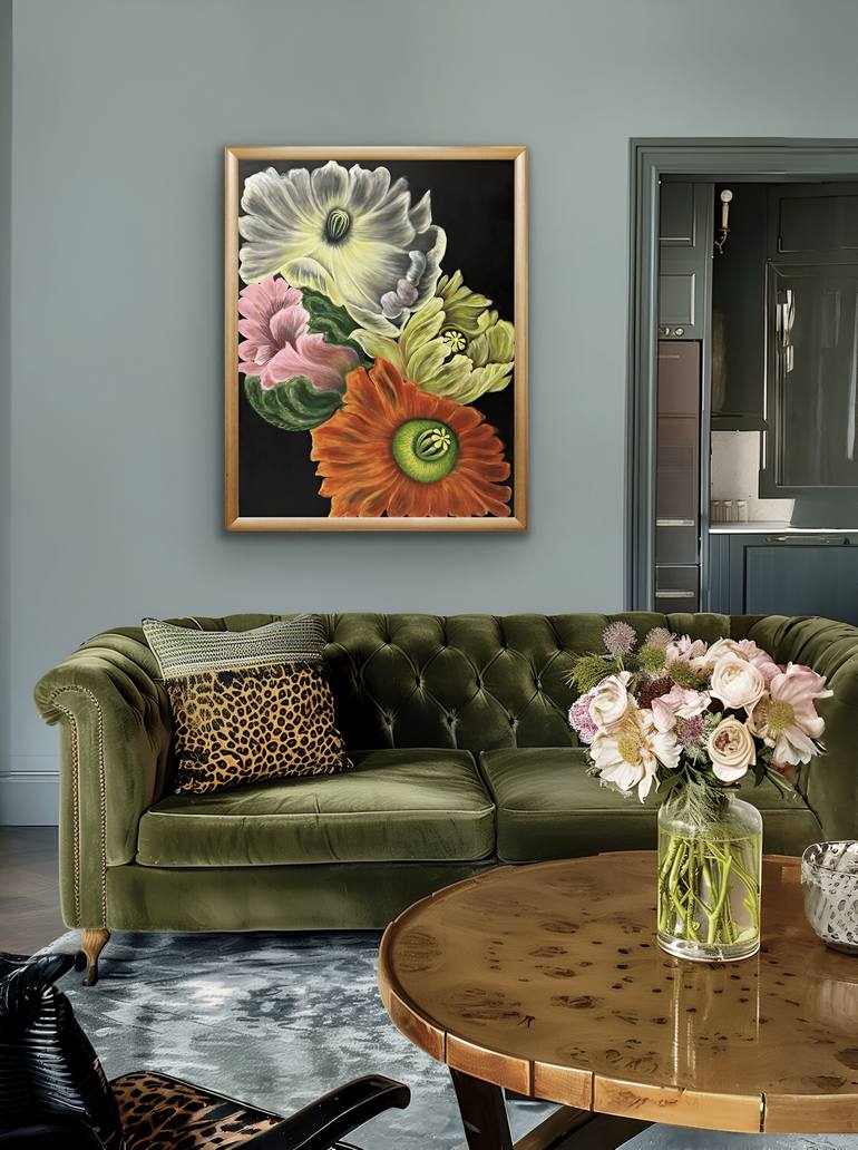 Original Art Deco Botanic Painting by Valeria Nikitina