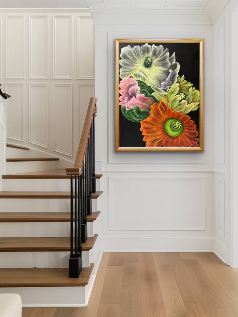 Original Art Deco Botanic Painting by Valeria Nikitina