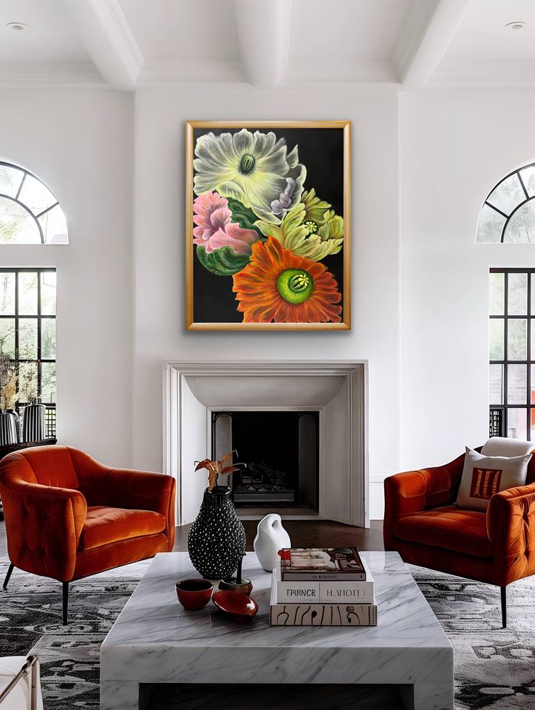 Original Art Deco Botanic Painting by Valeria Nikitina
