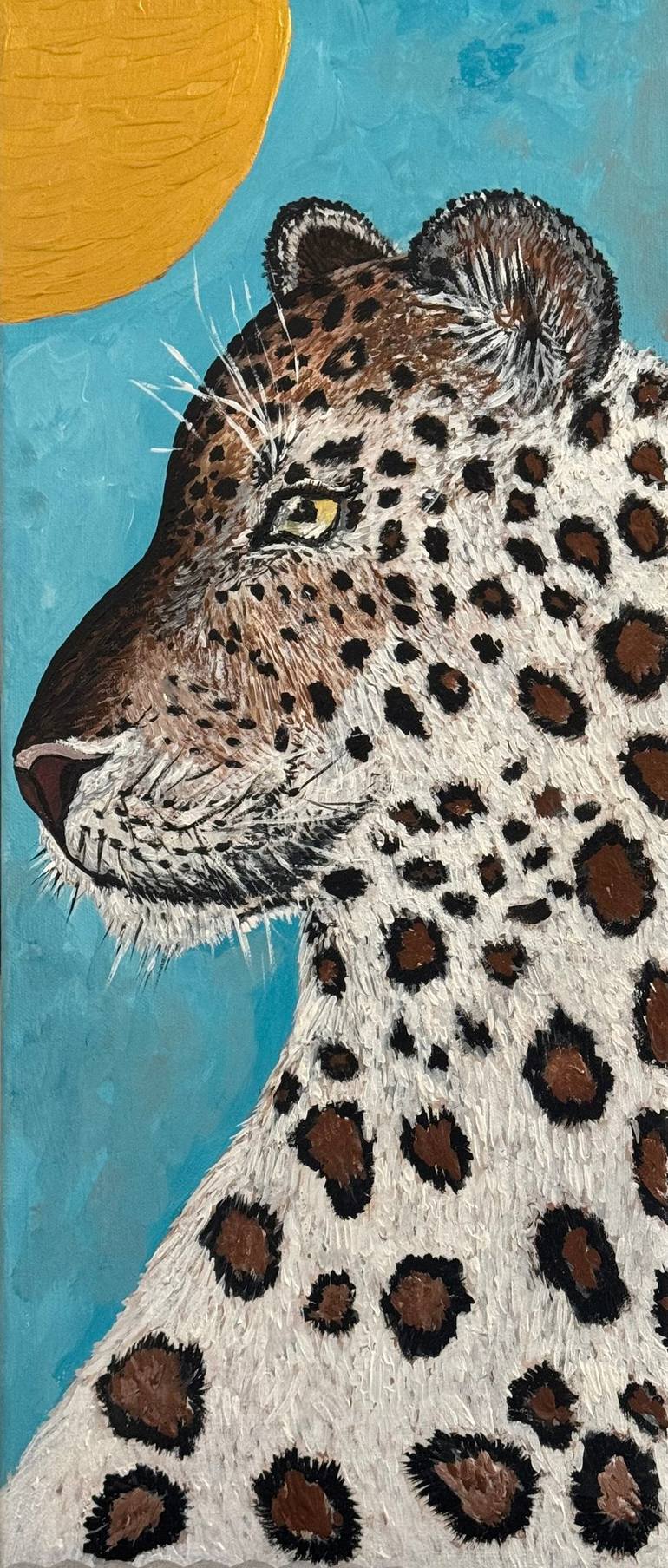 Original Animal Painting by Valeria Nikitina | Art Deco Art on Canvas | Celestial guardian: the majesty of Jaguar