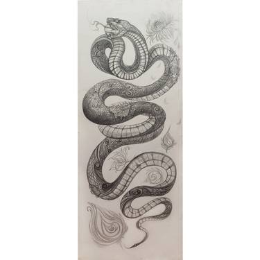 poison in an apple, snake, black and white, picture for design thumb