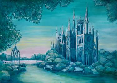 "swan lake "?, art architecture, castle, picture for design thumb