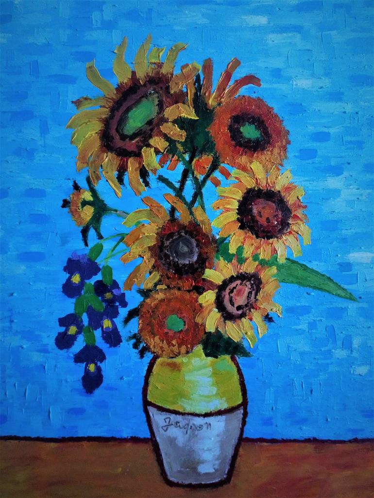 Irises and Sunflowers Painting by Jadson de Oliveira Saatchi Art