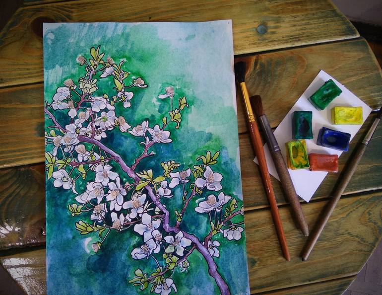 Original Impressionism Floral Painting by Raffi Ghazaryan
