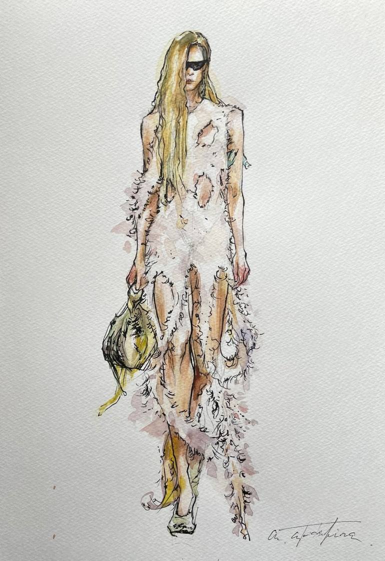 Fashion illustration Acne Studios Fall/Winter 2023 Drawing by Alua Abdulina  | Saatchi Art Canada, image size:770x1120