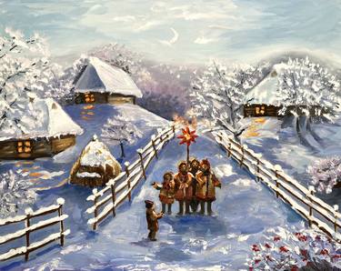 Ukrainian Christmas: Moments of Joyful Carols. Oil Painting thumb