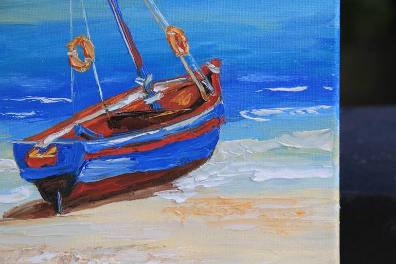 Original Impressionism Boat Painting by Tetiana Bondar