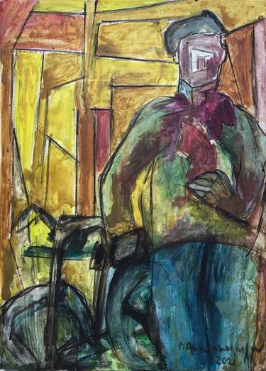 Original Expressionism Bicycle Paintings by Gitsa Asimakopoulou