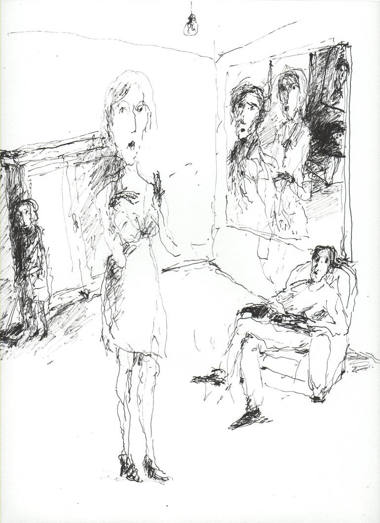 in the living room Drawing by Huneau Denis Saatchi Art