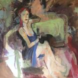 Woman with cat by Huneau Denis