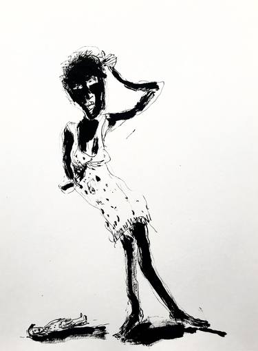 Original Expressionism Women Drawings by Huneau Denis