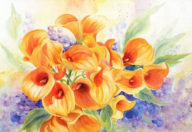 Original Fine Art Floral Paintings by Tiny Pochi