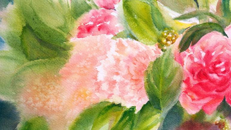 Original Floral Painting by Tiny Pochi