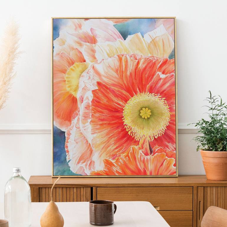 Original Abstract Expressionism Floral Painting by Tiny Pochi