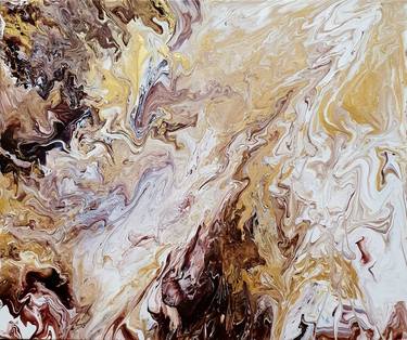 Abstract art Acrylic Painting Gold and Brown thumb
