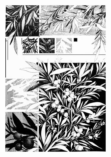 Original Black & White Floral Drawing by Sergii Simutin
