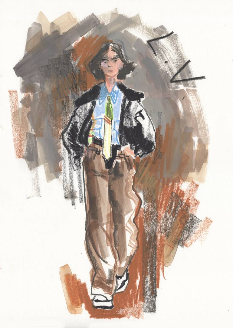 Aviator Youth, Louis Vuitton Fall '22 Drawing by Katie Braid