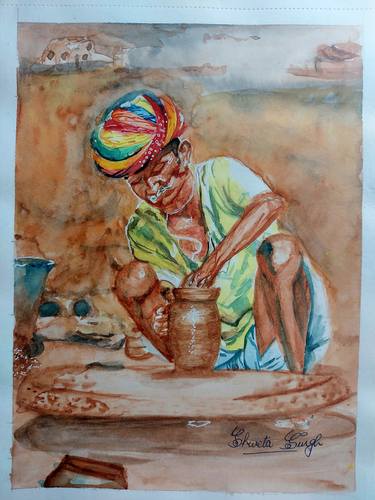 Original Fine Art Rural life Paintings by Shweta Singh