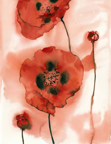 Print of Abstract Floral Paintings by Alisa Adamsone