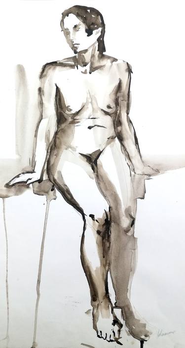 Print of Figurative Nude Drawings by Alisa Adamsone