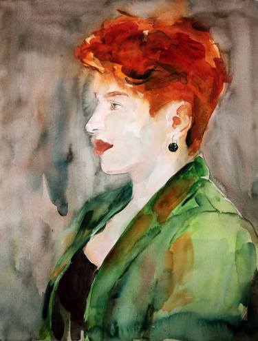 Print of Impressionism Portrait Paintings by Alisa Adamsone