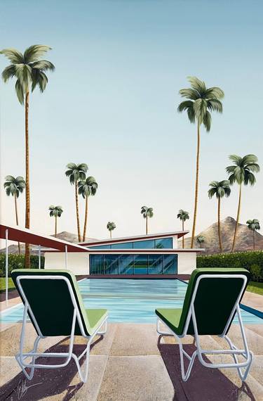 Saatchi Art Artist Christopher Riley; Painting, “Poolside Escape With A View - Framed” #art