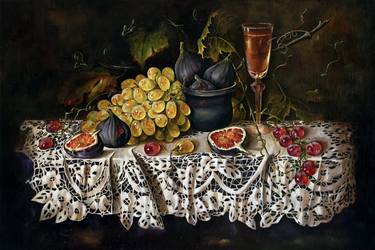 Still life with figs and grapes thumb