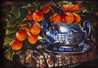 Apricot branch in a porcelain bowl thumb