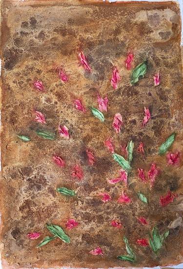 Painting-texture “Climbing rose on the wall”. thumb