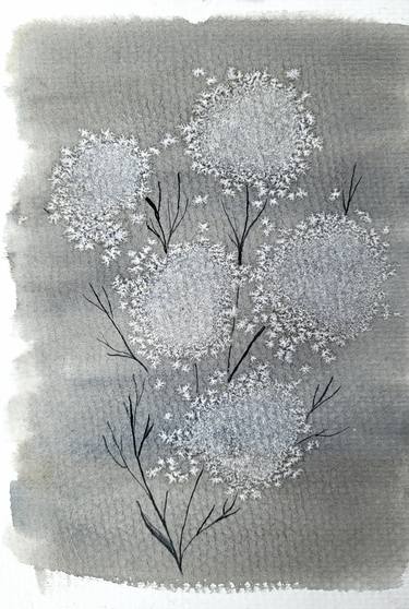 Small watercolor "Round white flowers". thumb