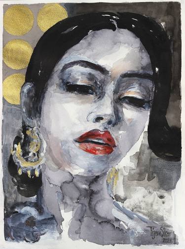 Original Fine Art Portrait Paintings by Tijen Sikar Parla