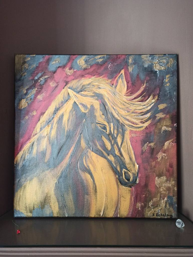 Original Abstract Horse Painting by NATALIA KICHATOVA