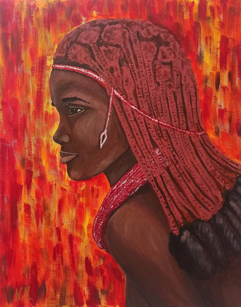 Himba Girl. Namibia Painting by NATALIA KICHATOVA | Saatchi Art