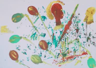 Original Abstract Expressionism People Painting by Mikhail Karpov