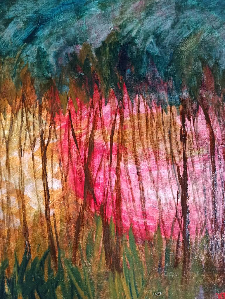 Original Abstract Expressionism Tree Painting by Krzysztof Polak