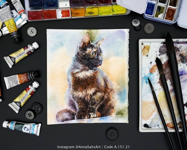 Original Realism Cats Painting by Anna Ivanova