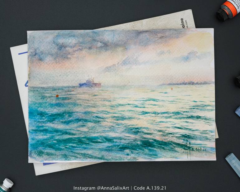 Original Abstract Expressionism Seascape Painting by Anna Ivanova