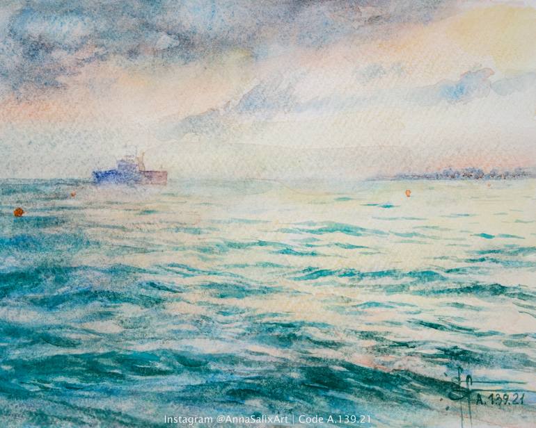 Original Abstract Expressionism Seascape Painting by Anna Ivanova