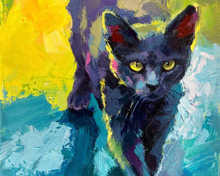 Original Abstract Expressionism Cats Painting by Anna Ivanova