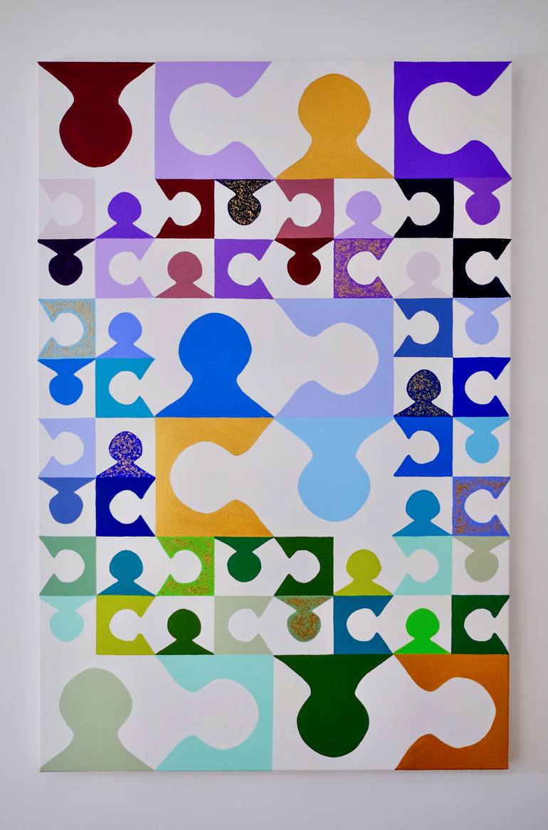 Original Abstract People Painting by Lena Bera-Pancini