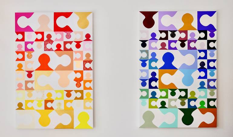Original Abstract People Painting by Lena Bera-Pancini