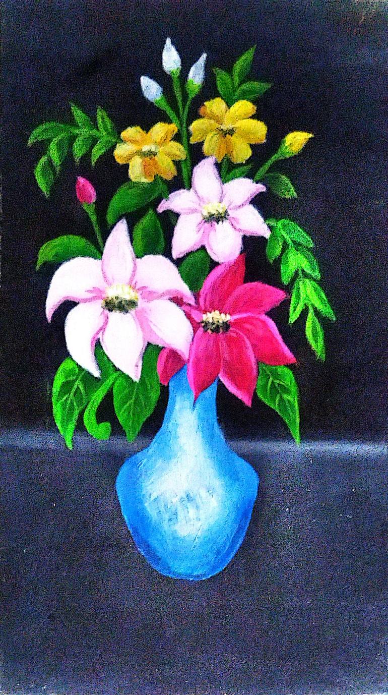 Flowers in a vase Painting by Hasina Akter | Saatchi Art