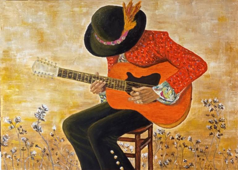 Jimi in acoustic Painting by Alessio Levorato Saatchi Art Brazil