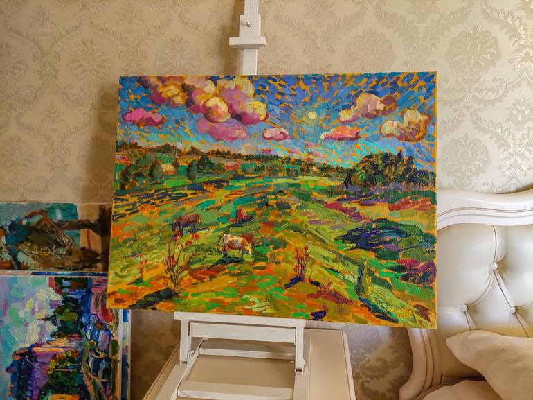 Original Post-impressionism Landscape Painting by Anastasiia Kurkova