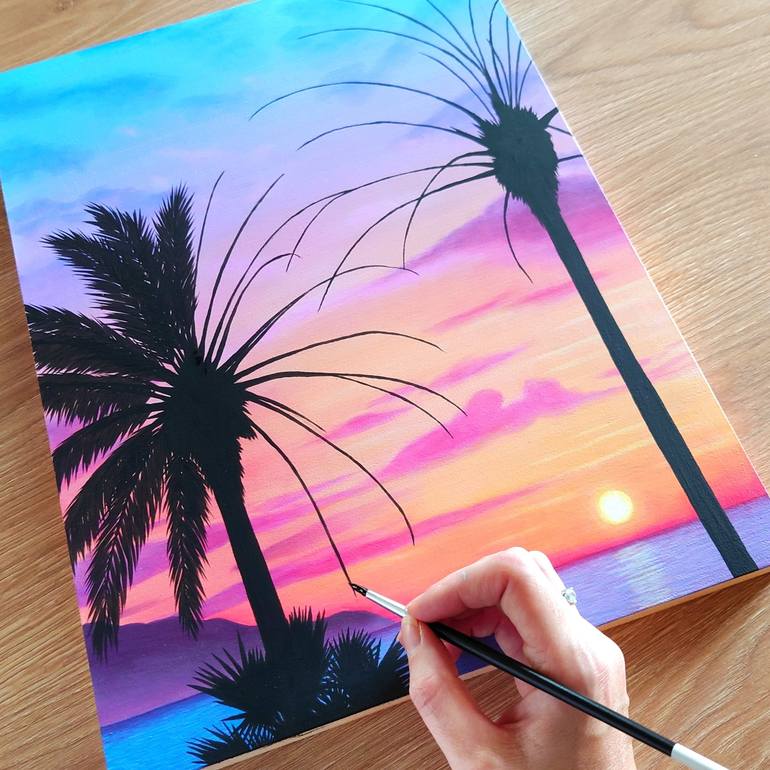 Original Realism Beach Painting by Aline Belliard